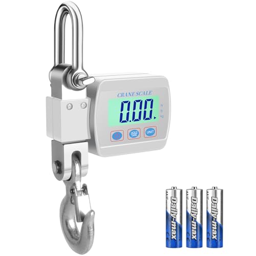 Digital Crane Scale for Heavy Loads - With LCD Display, Maximum Load Capacity 1100 lbs/500 kg, High Precision Sensor, Tare and Unit Switching Function for Agriculture, Hunting, Warehousing and Construction