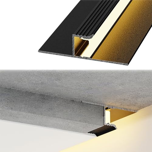 Trimless Recessed LED Aluminum Channel, Drywall LED Channels with Diffuser Black, T Shape-Recessed,10Pack