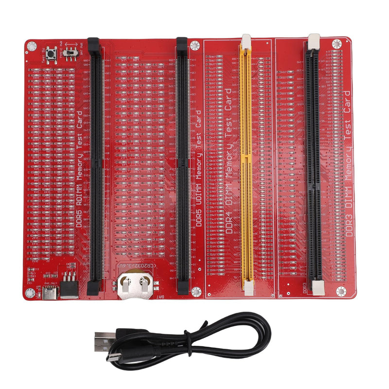 RAM Memory Tester Card, 4-in-1 DDR3 DDR4 DDR5 Server DDR5 Tester with LED Indicator and Dual Power Supply for Testing Desktop Computer Memory Hardware