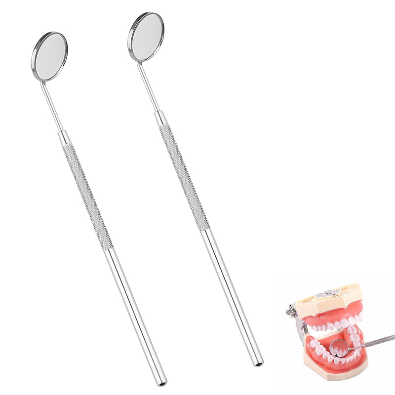 Professional Dental Care Set with 2 High Quality Stainless Steel Mouth Mirrors - Dental Inspection Mirror for Oral Care with 45° Bending Angle for Hard to Reach Areas, Durable and Safe