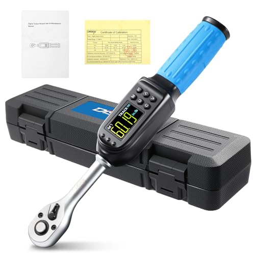 DISEN 3/8 inch Digital Torque Wrench (5-135 N.m / 3.7-99.6 Ft.lb), ±2% Accuracy, 8 Presets & 500 Data Memory, 5 Units, LED & Buzzer Alert, Tracking/Peak Modes, for Automotive Motorcycle Bicycle DIY