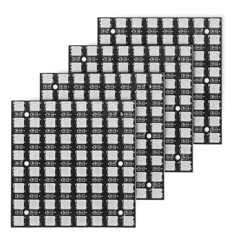 4 x 64 Bits WS2812 LED Matrix Panel - 8 x 8 5050 LED Module Built-in Full Colour Driver Colour Light Development Board Compatible with Raspberry Pi and Arduino 64 bits square-4pcs