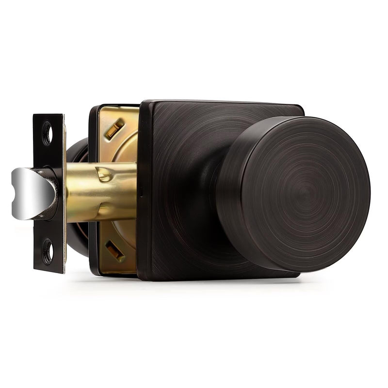 Probrico Passage Door Knobs Interior, Closet Keyless Door Handles for Balcony or Hallway, 1 Pack Square Panel Door Knob in Oil Rubbed Bronze Finish