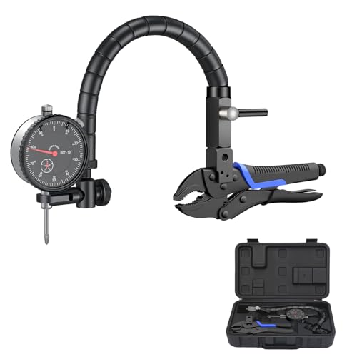 HDLNKAK Premium Disc and Rotor/Ball Joint Gage Set with Non-Slip TPR Handle 0.001” Dial Indicator (Black)