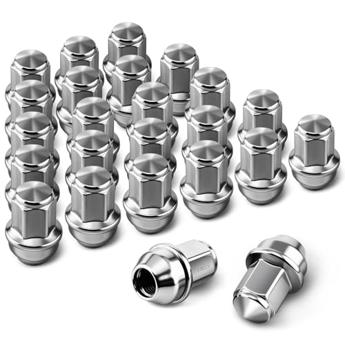 24 Pack One‑Piece Wheel Lug Nuts, M14x1.5 Thread 60° Conical Seat, 21mm Hex Chrome Alloy Steel Replacement Lugnuts, OEM Part ACPZ1012B