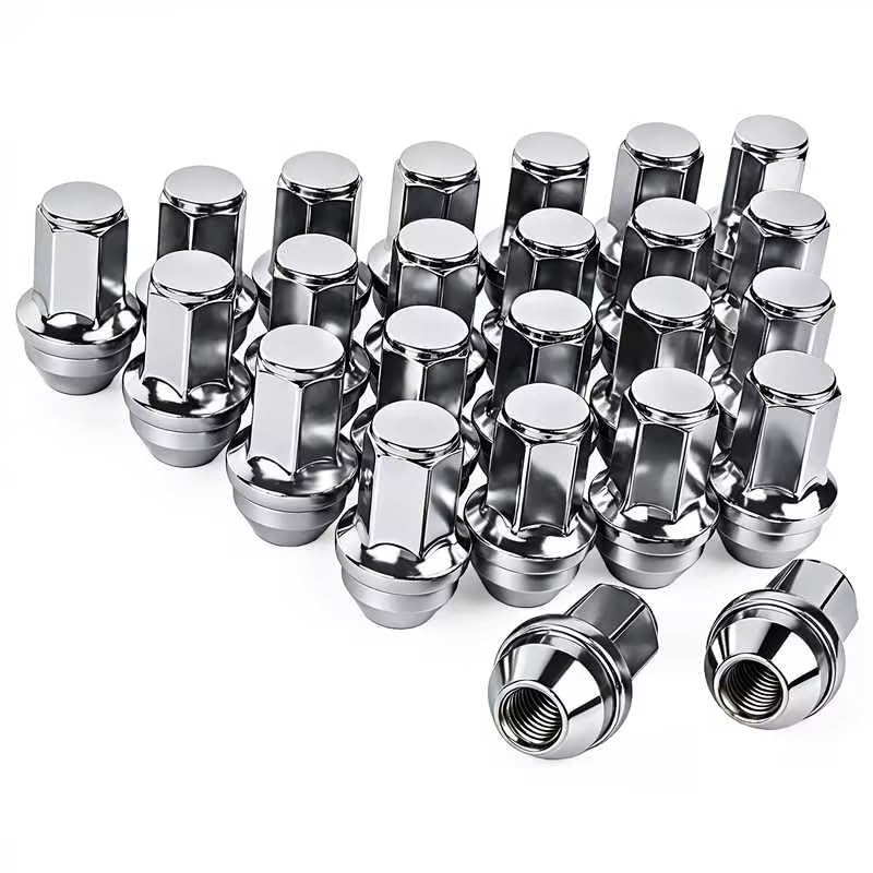 M14x2 Closed End Lug Nuts, 24 Pcs 13/16"(21mm) Hex Chrome Wheel Nuts, 2.2" Length 60° Conical Seat for Factory & Aftermarket Wheels silver M14x2