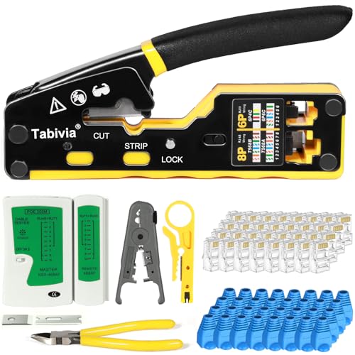 Pass Through RJ45 Crimp Tool Kit for Network Cat6 Cat5e Cat5 Cat5/6 Crimper Set