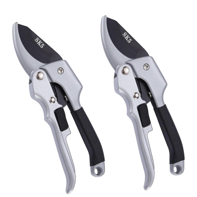 garden shears, Japanese scissors gardening tools, plant pruners for flower, rose, stem, fruit tree, florist cut fresh floral clippers, sharp pruning snips (Silver - 2 pack, 2)