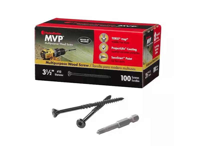 FastenMaster FMMVP312-100 Wood Screws MVP 3-1/2" L Torx Ttap Self-Tapping
