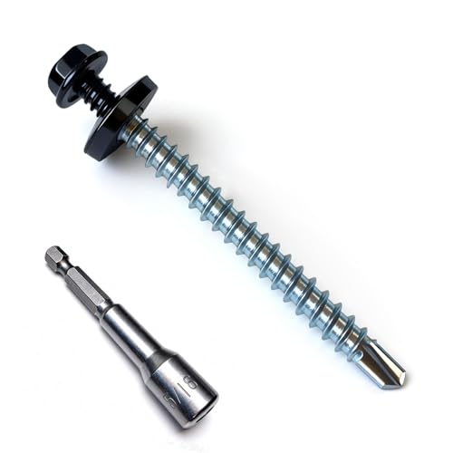 250pcs #10 x 2 Inch Black Hex Head Roofing Screws Assortment Kit #10 x 2"