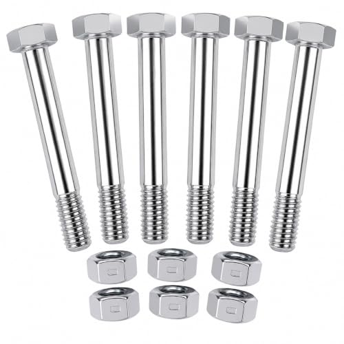 Wheelbarrow Caster Wheel Axle Bolts Kit, M8 x 2.5 Inch Heavy Duty Carriage Bolts with Hex Lock Nuts for 3, 4, and 5 Inch Wheels, Trolleys, Flatbed Carts, 50 Sets