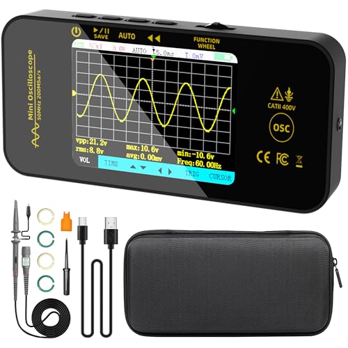 BSIDE Handheld Digital Oscilloscope, 50MHz Bandwidth with 3.2” Color LCD, 200MSa/s Sampling Rate, Potable Automotive Scope Tester with Auto/Nomal/Single Trigger for Electronic Audio Amplifier Hobbyist