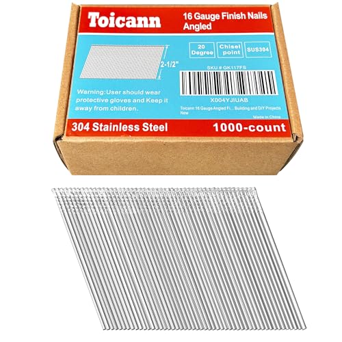 16 Gauge 20-Degree Angled Finish Nails 2-1/2 Inch, 1000-Pack 2-1/2"~1000pcs