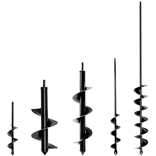 5PCS Garden Auger Drill Bit Set - 1.6x9 &1.6x16& 4x12 &3.5x16 & 2x32 inch Black 5PCS-1.6x9 & 1.6x16 & 4x12 & 3.5x16 & 2x32 in