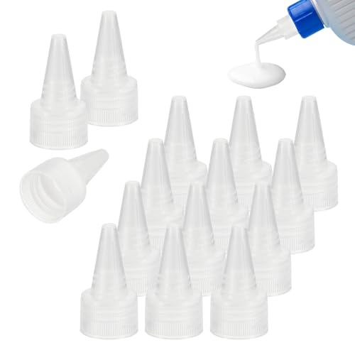 uxcell 24 Pcs Snip Tip Applicator, 0.79" Extra Tips Caps for Glue Replacement Plastic Adhesive Nozzle and Caps Precision Applicator for Glue Bottle Adhesive Tubes Dispensing, Transparent
