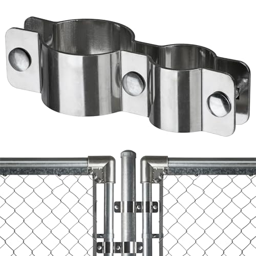 2-3/8" x 1-5/8" Chain Link Fence Panel Clamps, 304 Stainless Steel Saddle Clamp for Fence Post Connection, Heavy-Duty Kennel Clamp for Outdoor Fencing, Dog Kennels, 4pcs 2-3/8"x1-5/8" 4