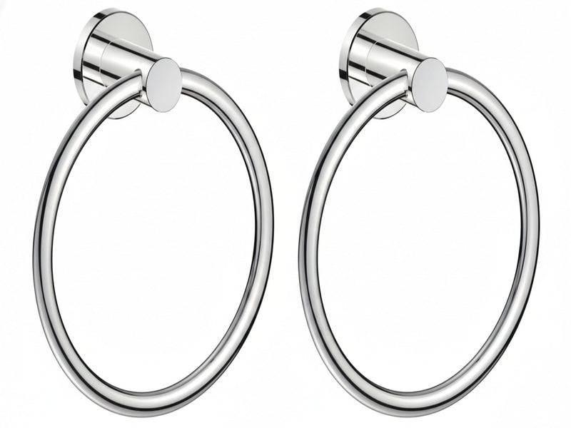FORIOUS Towel Ring, SUS304 Stainless Steel Modern Hand Towel Holder Rack Hanger Round for Bathroom Wall Mounted, Ideal for Bath, Kitchen, RV, Chrome(2 Pack) 2