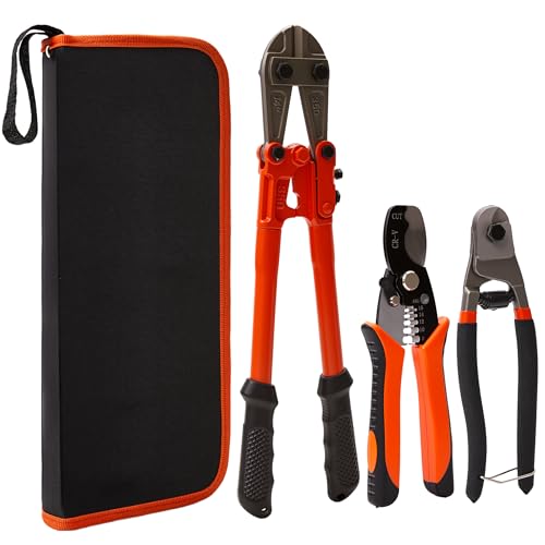 3-Piece Bolt Cutter Set, 14" Wire Cutters Heavy Duty 8" Mini Bolt Cutters