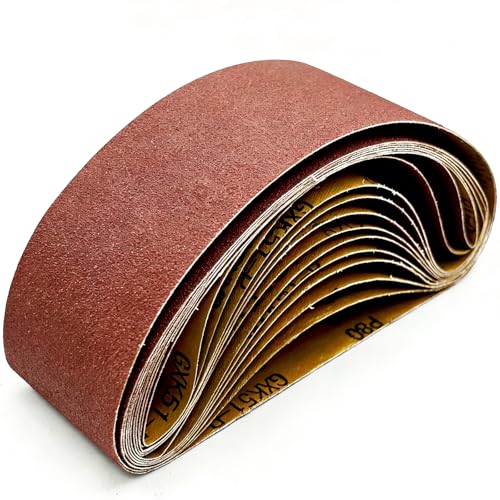 12 Pack 3x21 Inch Sanding Belts, 80/120/150 Grit Mixed,Aluminum Oxide Abrasive Belts for Belt Sander,4 Belts Each Grit, Belt Sander Paper for Woodworking, Metal Polishing