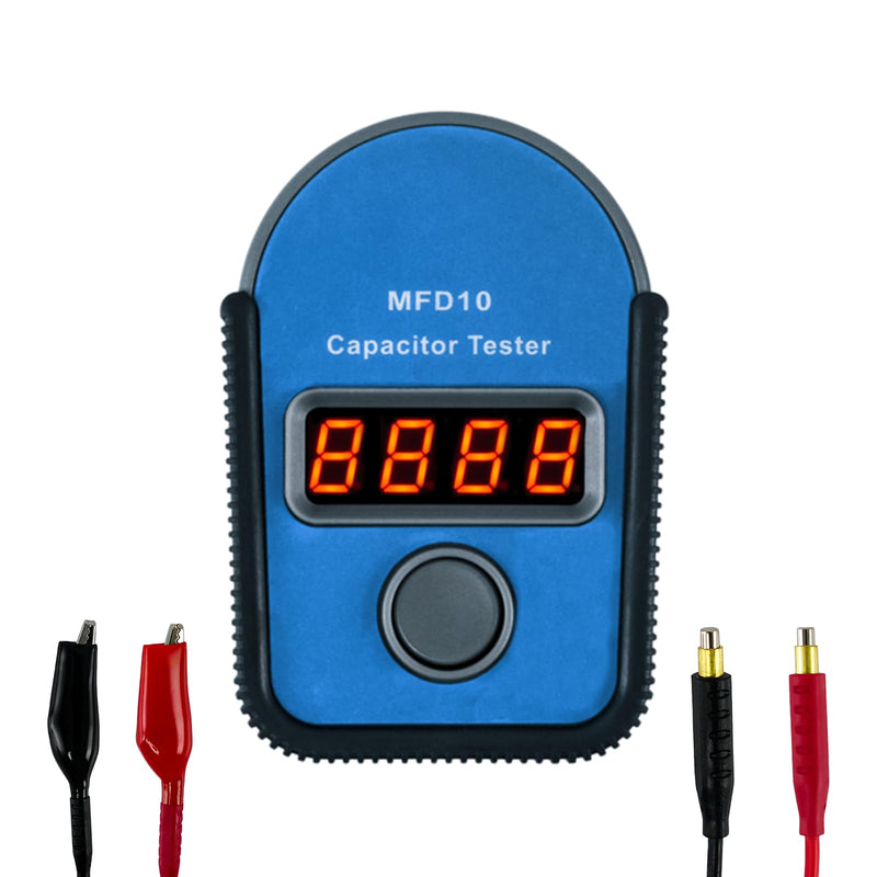 MFD10 Digital Capacitor Tester, 0.001-9999 μF Range, 5% Accuracy | LED Display, Portable for HVAC Home Appliance&Electronic Repair, Includes Magnetic Wires, Alligator Clips & Soft Tool Kit
