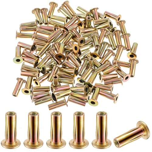 100 Pcs 5/16-18 Rivet Nuts, Multi Grip Threaded Insert Nut Kit, Zinc Plated Steel Flat Head Nutserts for Sheet Metal, Automotive, DIY Repair 100