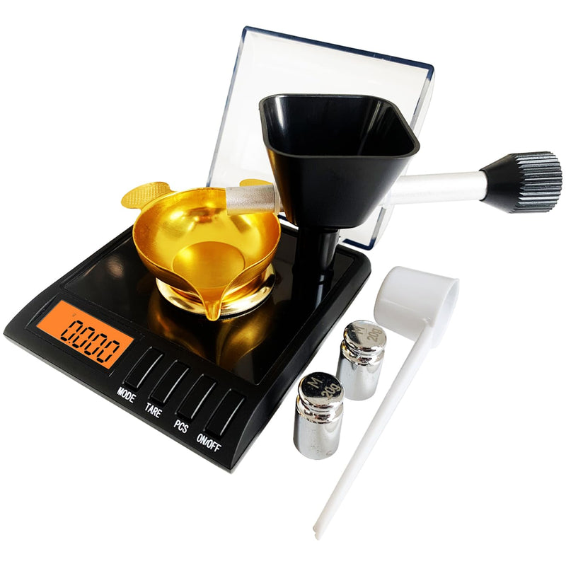 Reloading Scale with Powder Trickler, 750 Grains x 0.02 gn, Metal Powder Pan and Handy Scoop, Milligram Scale for Powders, 50g x 0.001g, 6 Weighing Units Black