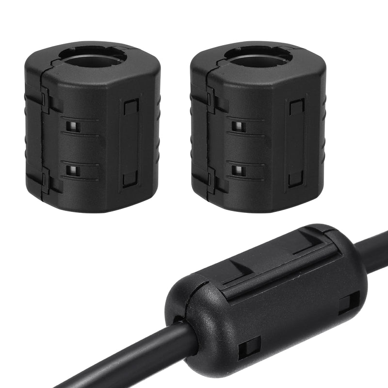 QUARKZMAN Ferrite Ring Core Cylinder, 20mm ID x 40mm OD x 46mm L RFI EMI Noise Reduction Cable Clip Attachable Ferrite Beads for USB Cable, Video Cable, Power Cable, Black Pack of 2
