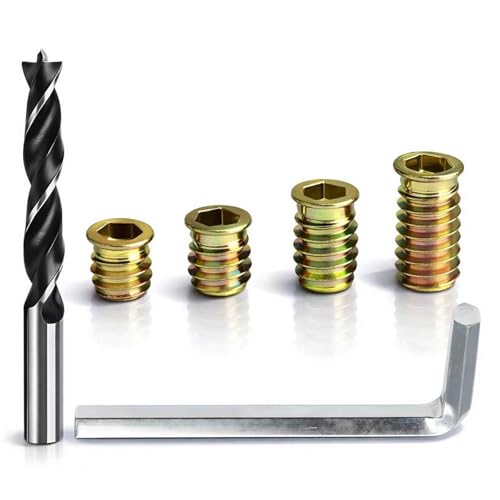 100-Piece 5/16''-18 Threaded Insert Kit with Wrench & Drill Bit – Includes 13mm, 15mm, 20mm & 25mm Inserts for Woodworking | Complete Set for DIY & Professional Use 5/16''-18 inserts