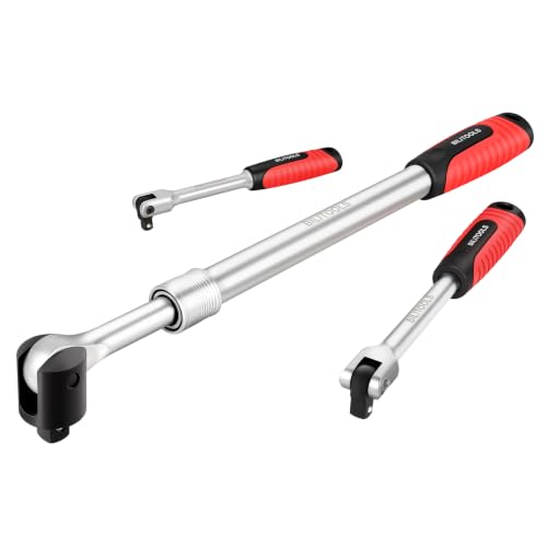 BILITOOLS 3-Piece Extendable Breaker Bar Set, 1/4, 3/8 and 1/2 in Drive
