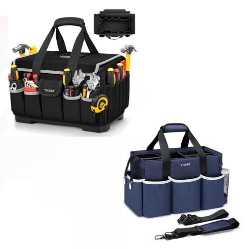 Ytonet Heavy Duty Tool Bag 16-Inch, 46 Pockets Electrician Tool Bag for men with Hard Bottom & Waterproof Pocket Wearable Cleaning Caddy Bag