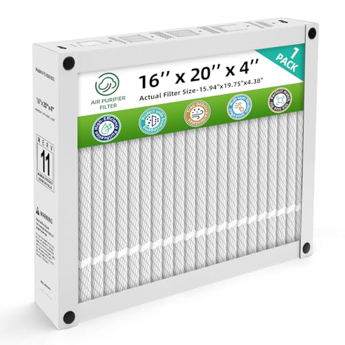 16x20x4 Furnace Filter Replacement MERV 11 Compatible with Honeywell FC100A1003,HVAC Foldable (Actual Size: 15.94 x 19.75 x 4.38 In) (1-Pack) 16x20x4-1Pack