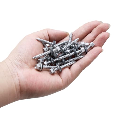 500Pcs Silver #10x1-1/2 Metal Roofing Screws for Metal Roofs, Sheds,Fences #10x1-1/2" 500