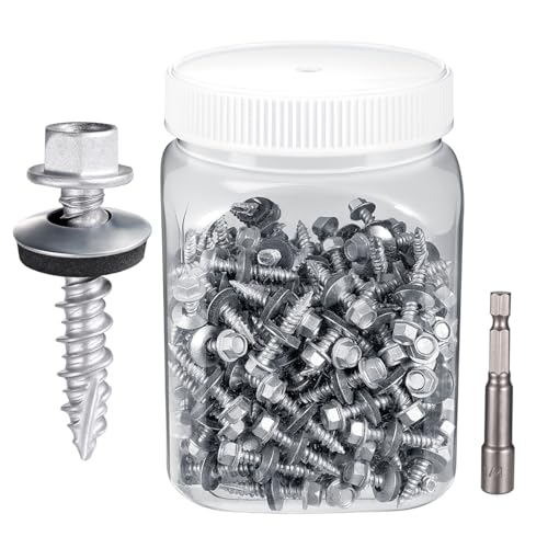 300Pcs Silver #10x1 Metal Roofing Screws for Metal Roofs, Sheds,Fences #10x1" 300