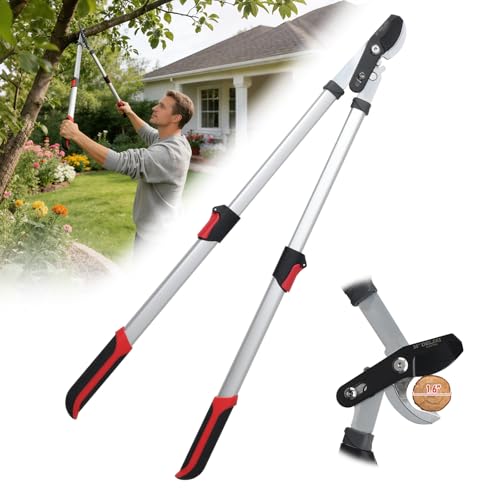 Extendable Loopers for Tree Trimming, 26-38'' Heavy Duty Thick Branches Cutter Lopping Shears with SK5 Steel Blade, Pruning Shears with 1.6” Cut Capacity, Loppers with Compound Action for Gardening