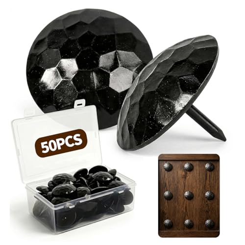 50 Pcs 1.5 Inch Black Clavos Decorative Nails - Iron Antique Rustic Fasteners for Wood Doors, Furniture, Gates, Shutters and Faux Wood Beams 1.5inch 50pcs
