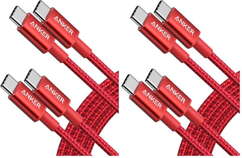 Anker USB C to USB C Cable, Type-C 60W Fast Charging Cable (6 FT, 2Pack) for iPhone 17 Series, iPad mini 6 and More (Red) (Pack of 2) 6FT*2 (Pack of 2) Red 4