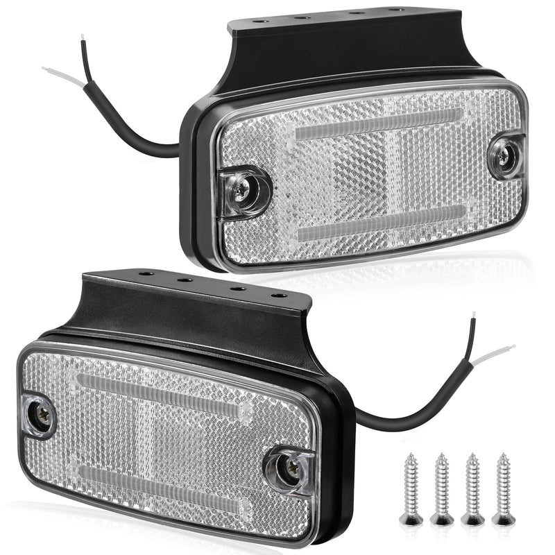 2 x LED Side Marker Lights Trailer 12 V/24 V White Marker Light LED Position Lights Waterproof Outline Lights Trailer with Screw Holder & Reflector for Truck Caravan DG261A
