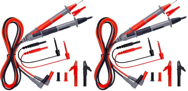 KAIWEETS Soft Silicone Electrician Test Leads Kit CAT III 1000V & CAT IV 600V with Alligator Clips and Needle Probe for Fluke/AstroAI/INNOVA Multimeter Electronic Clamp Meter 9PCS (Pack of 2) 9PCS (Pack of 2)