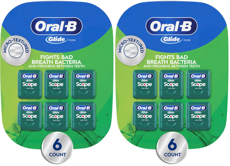 Oral-B Glide Dental Floss, Scope Mint Flavor, 40 m, 6 Count (Pack of 2) 787.2 Foot (Pack of 2)