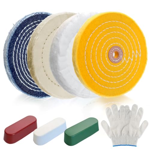 8Pcs 6 Inch Polishing Buffing Wheel Kit for Bench Grinder