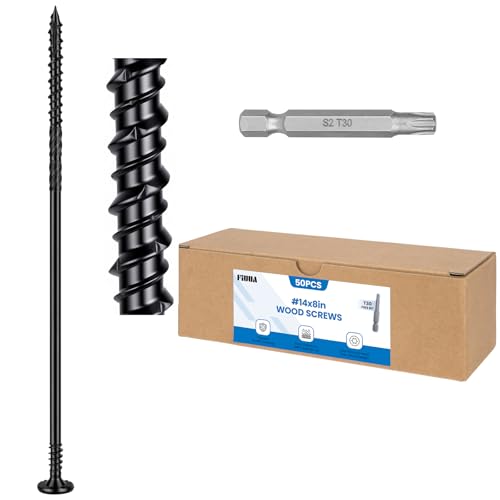#14 * 8 Wood Structural Lag Screws, 50 Pcs Black Star Drive Deck Screws, Heavy Duty Rust Resistant Timber Screws for Timber/Log/Landscaping Wood 14*8