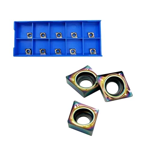 CCGT060204-AK CCGT21.51 R0.4 Aluminium Inserts, DLC Colour Coated, Carbide Rotary Inserts for Drilling and External Circular Cutting for Aluminium, Copper and Plastic, Pack of 10 CCGT060204 Coloured Coating