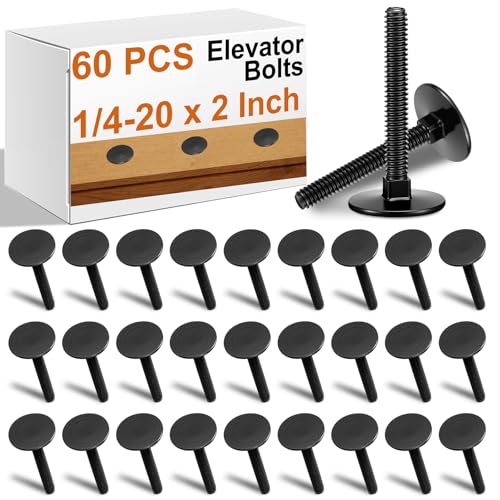 Moxweyeni 60 Pcs Elevator Bolts 1/4-20 x 2 Inch High Strength Flat Head Bolts with Square Neck Washers Galvanized Steel Elevator Fasteners for Decks, Pavilion, Clamp Holders, Motor Homes