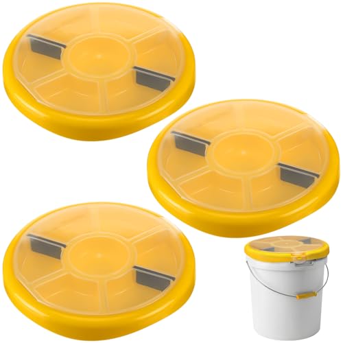 3 Pcs 5 Gallon Bucket Tool Organizer Yellow Bucket Seat with 2 Removable Wall Pieces to Organize Small Parts Organizer Storage 5 Gallon Buckets Accessories with Lids for Nails Screw and Bolts