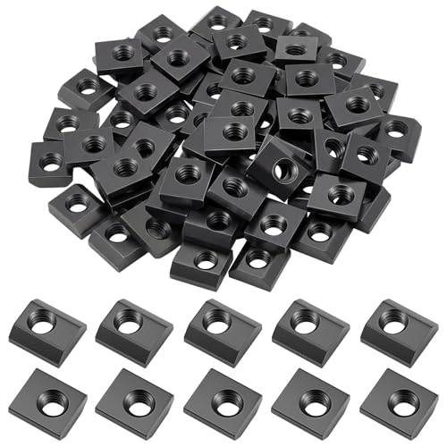 100 Pack 15 Series 5/16"-18 Slide in Economy T-nut, Threaded Steel Standard Slide in T-nut T-Slot Nuts Accessory Black Galvanized for Aluminum Extrusion T Slot Track DIY UNC Threaded 100 5/16''-18