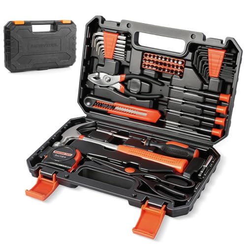 57 Piece Basic Tool Set, Home Repair Hand Tool Kit, General Household Tool Box, Portable Toolbox with Storage Case for Homeowner, DIY, Handyman, Women, Men 57PCS