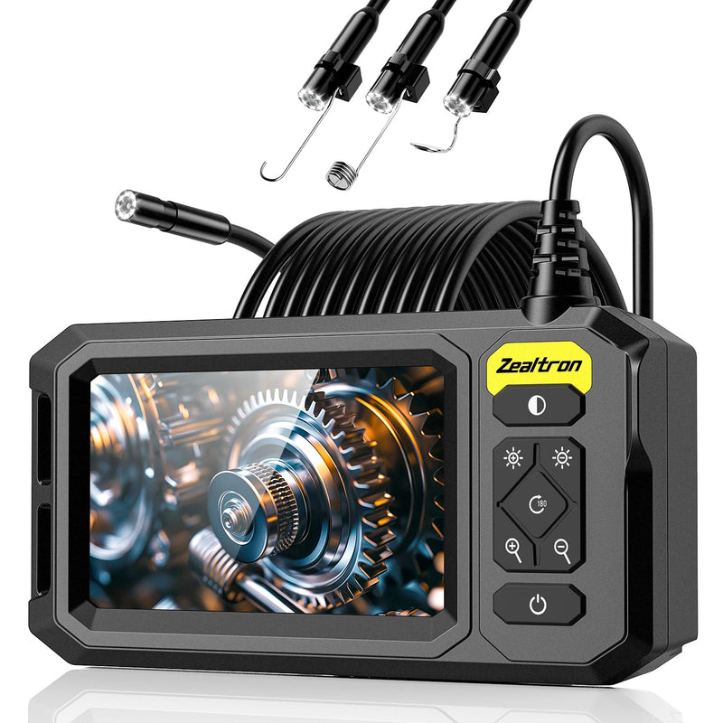 Borescope with Light, 1920P HD Endoscope Inspection Camera with 4.3" IPS Screen, 8mm Lens IP67 Waterproof with 8 LEDs, 16.5ft Semi-Rigid Snake Camera for Automotive Pipe Inspection A1