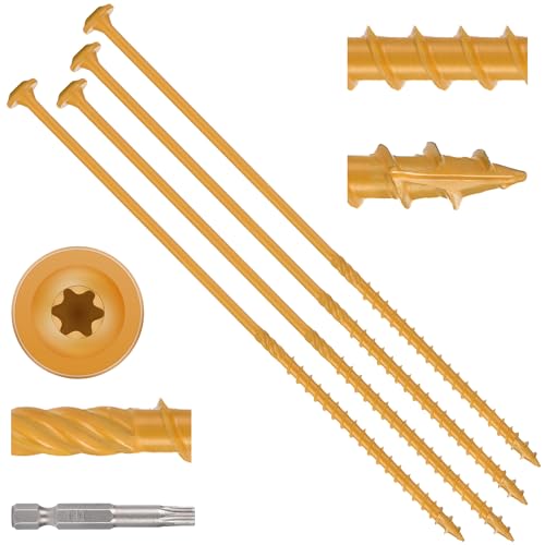 Heavy Duty Washer Head Wood Screws #14 x 8, Structural Lag Screws for Log, Timber, Landscaping & Outdoor Projects, Tan Ruspert Coated, 100 Pack #14 x 8"