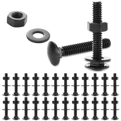 50 Sets 1/4-20 x 1-1/2 Black Carriage Bolts and Nuts Kit Stainless Steel