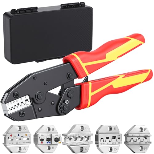Ratcheting Wire Crimping Tool Set with 6 Jaws